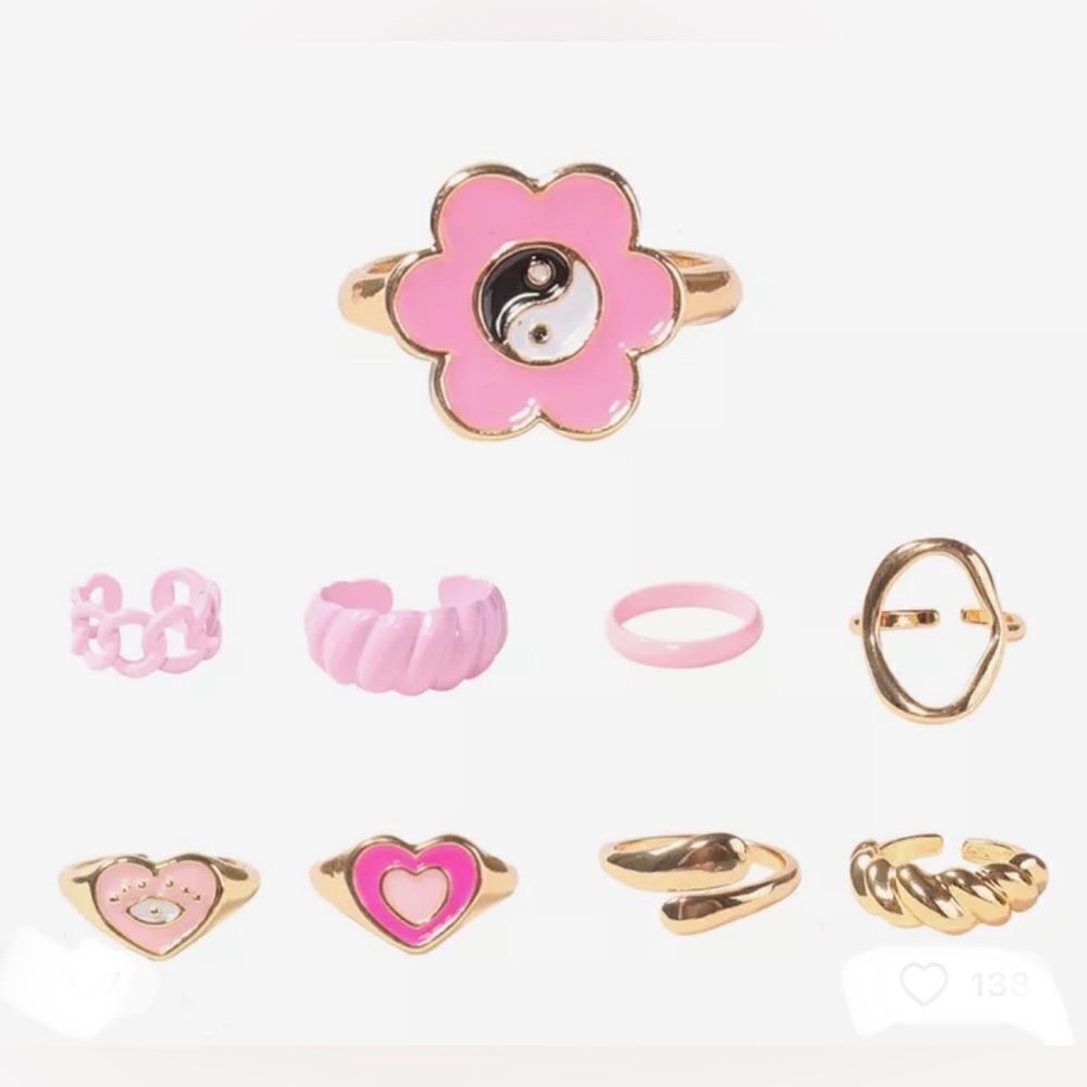 9 PIECE PINK RESIZABLE RING SET‎